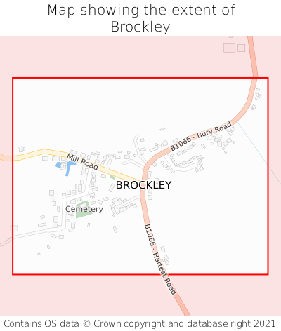 Map showing extent of Brockley as bounding box