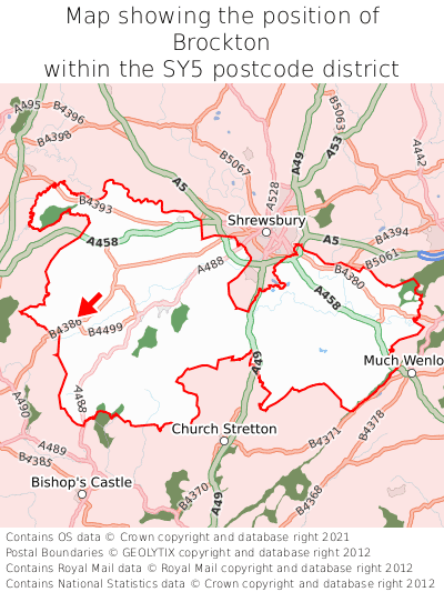 Map showing location of Brockton within SY5