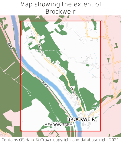 Map showing extent of Brockweir as bounding box