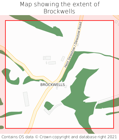Map showing extent of Brockwells as bounding box