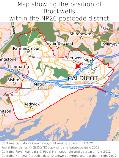 Map showing location of Brockwells within NP26