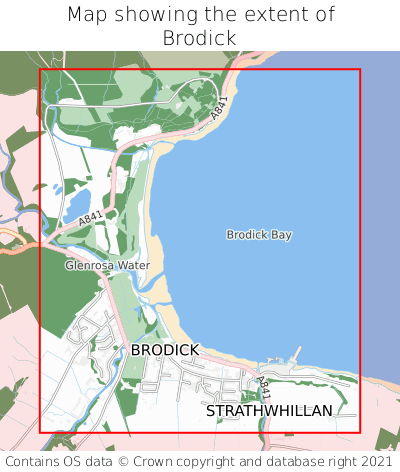 Map showing extent of Brodick as bounding box