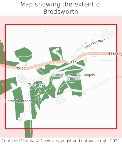 Map showing extent of Brodsworth as bounding box