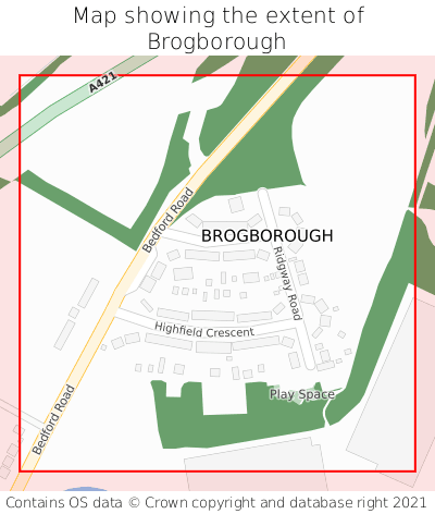 Map showing extent of Brogborough as bounding box