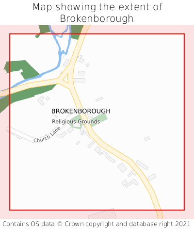 Map showing extent of Brokenborough as bounding box