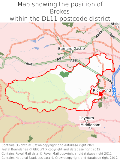 Map showing location of Brokes within DL11