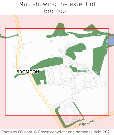 Map showing extent of Bromdon as bounding box