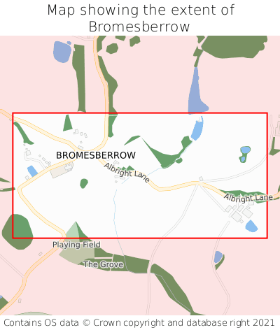 Map showing extent of Bromesberrow as bounding box