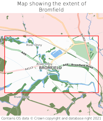Map showing extent of Bromfield as bounding box