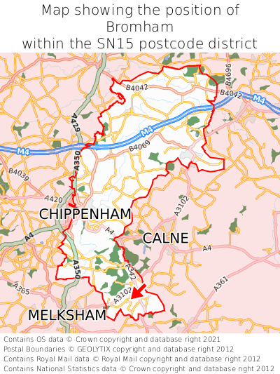 Map showing location of Bromham within SN15