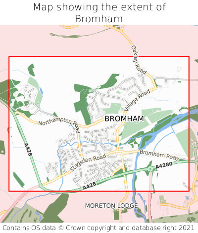 Map showing extent of Bromham as bounding box