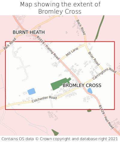 Map showing extent of Bromley Cross as bounding box