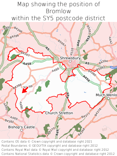 Map showing location of Bromlow within SY5