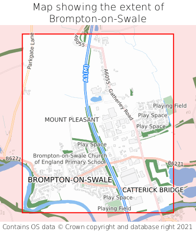 Map showing extent of Brompton-on-Swale as bounding box