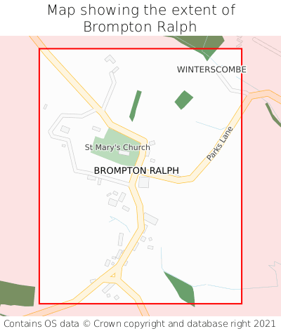 Map showing extent of Brompton Ralph as bounding box