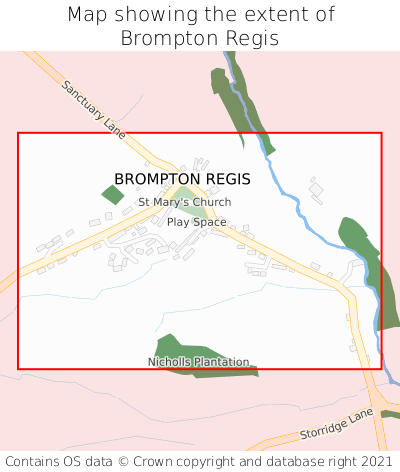 Map showing extent of Brompton Regis as bounding box