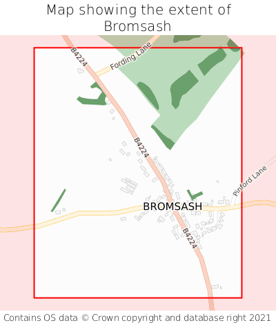 Map showing extent of Bromsash as bounding box