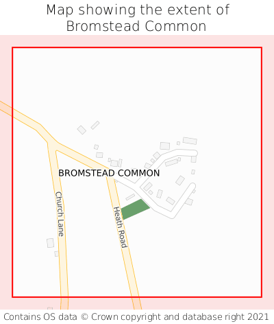 Map showing extent of Bromstead Common as bounding box