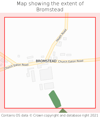 Map showing extent of Bromstead as bounding box