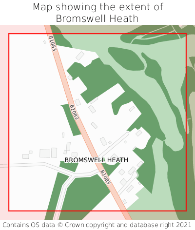 Map showing extent of Bromswell Heath as bounding box
