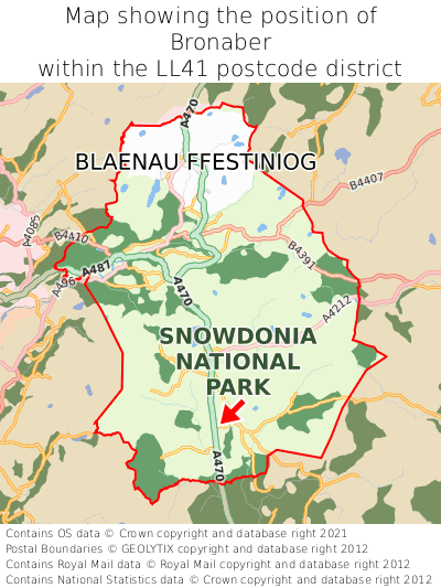 Map showing location of Bronaber within LL41