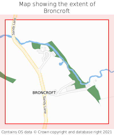 Map showing extent of Broncroft as bounding box