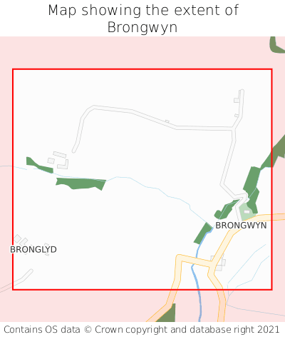 Map showing extent of Brongwyn as bounding box