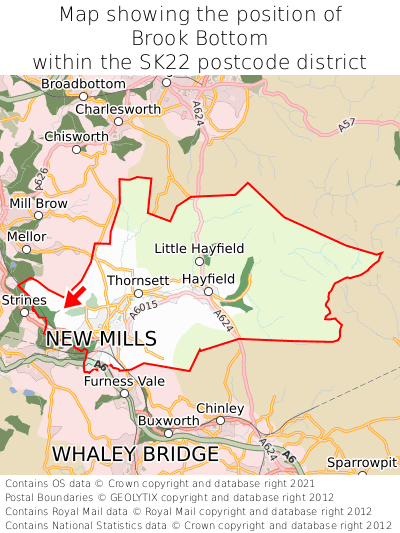 Map showing location of Brook Bottom within SK22