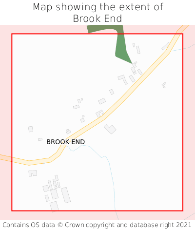 Map showing extent of Brook End as bounding box