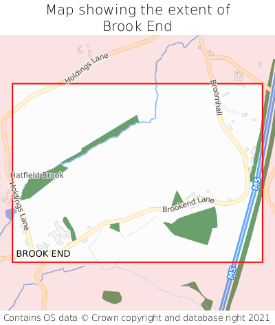 Map showing extent of Brook End as bounding box