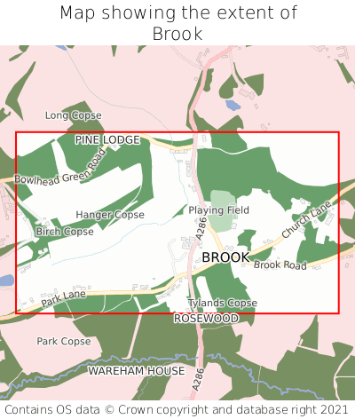 Map showing extent of Brook as bounding box