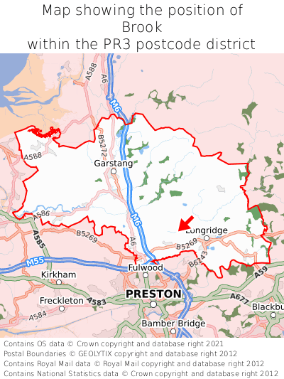 Map showing location of Brook within PR3