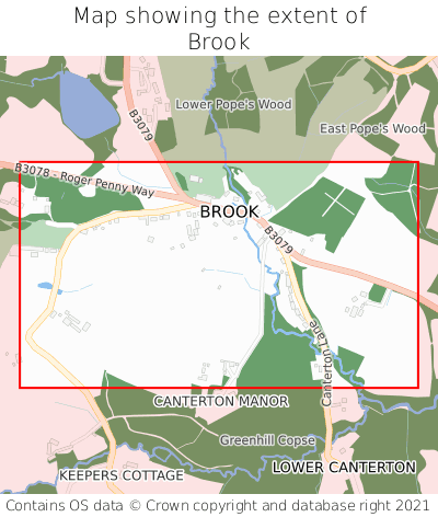 Map showing extent of Brook as bounding box