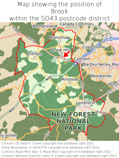 Map showing location of Brook within SO43