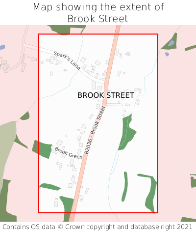 Map showing extent of Brook Street as bounding box