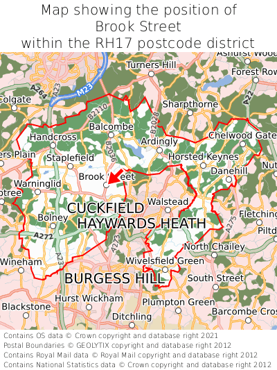 Map showing location of Brook Street within RH17