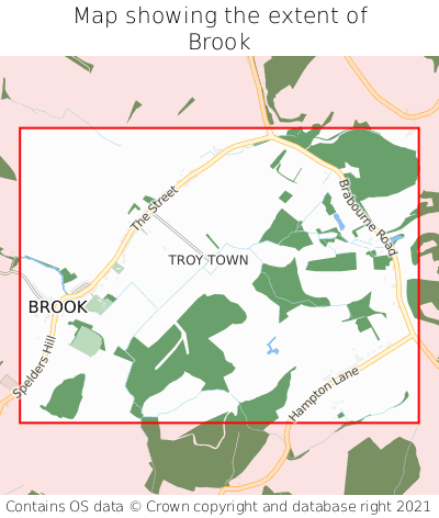 Map showing extent of Brook as bounding box