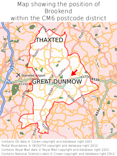 Map showing location of Brookend within CM6