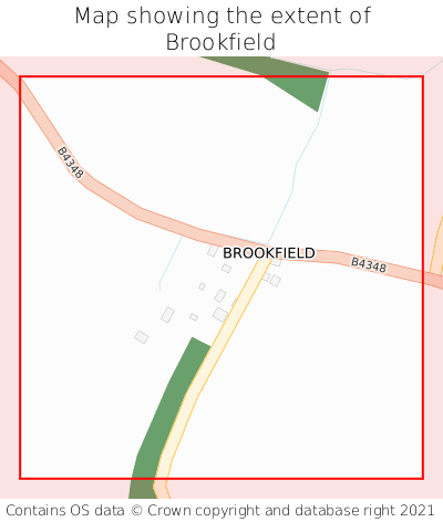 Map showing extent of Brookfield as bounding box