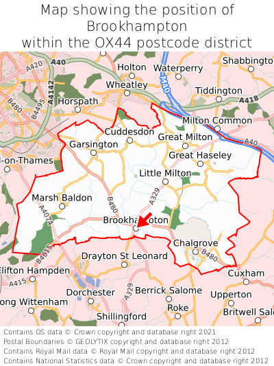 Map showing location of Brookhampton within OX44