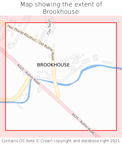 Map showing extent of Brookhouse as bounding box