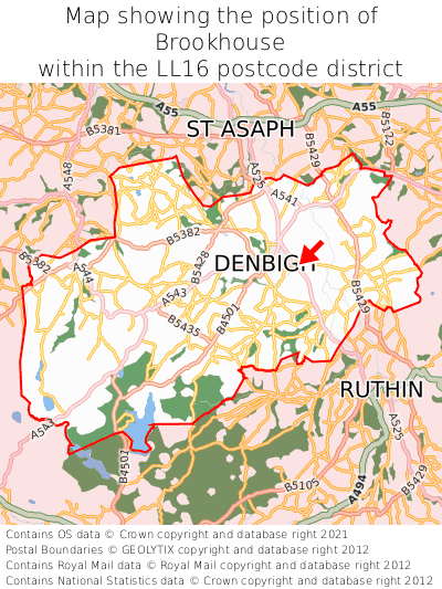 Map showing location of Brookhouse within LL16