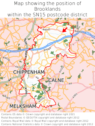 Map showing location of Brooklands within SN15