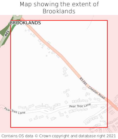 Map showing extent of Brooklands as bounding box