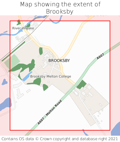 Map showing extent of Brooksby as bounding box