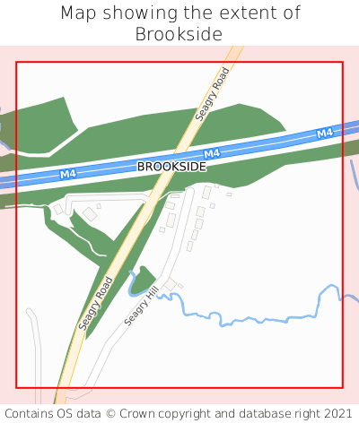 Map showing extent of Brookside as bounding box