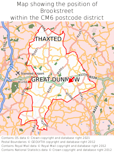 Map showing location of Brookstreet within CM6