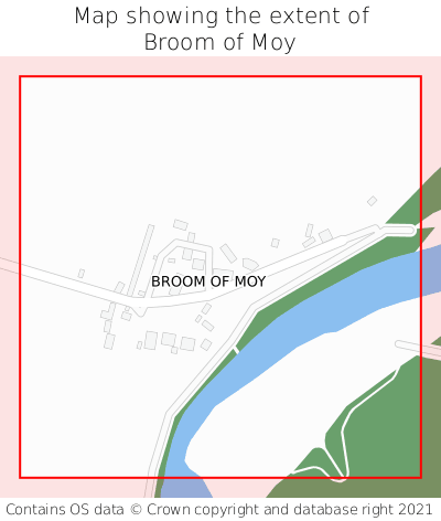 Map showing extent of Broom of Moy as bounding box
