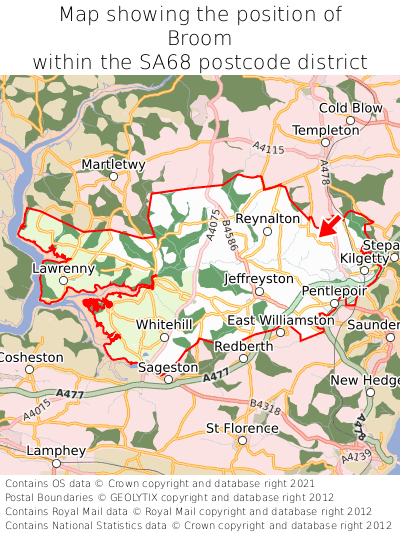 Map showing location of Broom within SA68