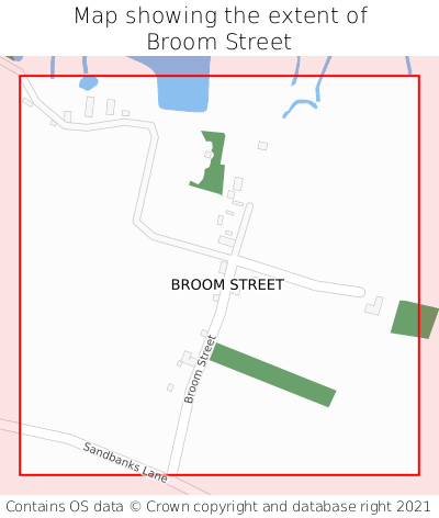 Map showing extent of Broom Street as bounding box